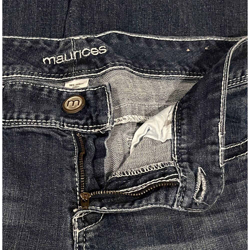 Maurices Bootcut Jeans Womens 9/10 X-Short Dark Wash Embroidered M Pockets - Picture 4 of 6